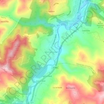 Monte Castello地形图、海拔、地势