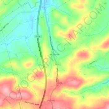 Beckersville地形图、海拔、地势