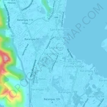 Barangay 62A地形图、海拔、地势