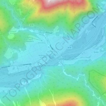 Weißenbach am Lech地形图、海拔、地势