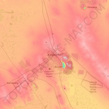 Kalgoorlie地形图、海拔、地势