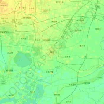 雄县地形图、海拔、地势
