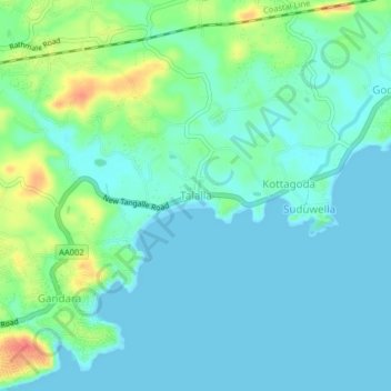 Talalla地形图、海拔、地势