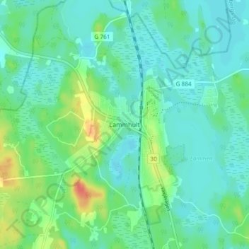 Lammhult地形图、海拔、地势