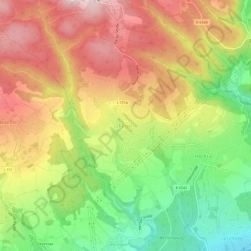 Rotzel地形图、海拔、地势