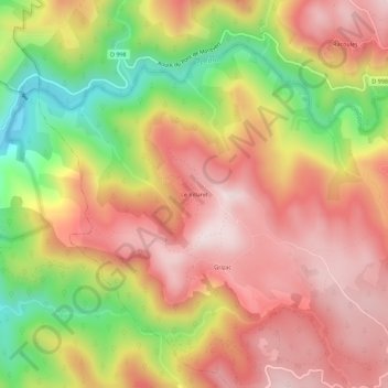 Le Villaret地形图、海拔、地势