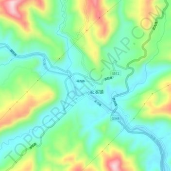 汝溪镇地形图、海拔、地势