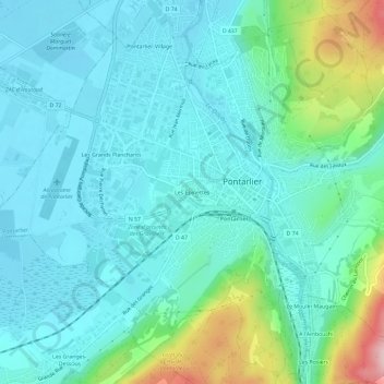 Les Épinettes地形图、海拔、地势