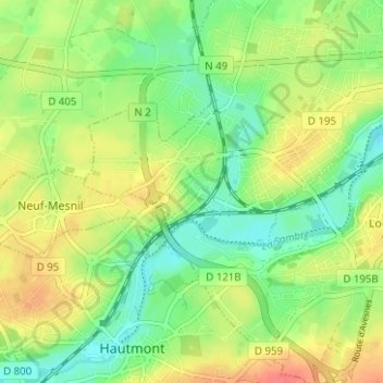 Montplaisir地形图、海拔、地势