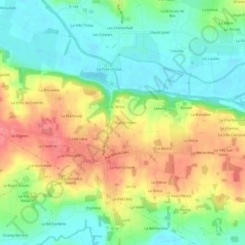 La Touche Morin地形图、海拔、地势