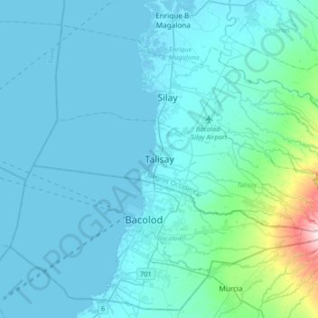 Talisay地形图、海拔、地势