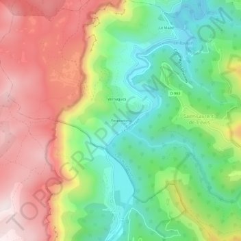 Fereirettes地形图、海拔、地势