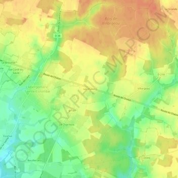 Les Plates地形图、海拔、地势