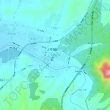 葡萄园村地形图、海拔、地势