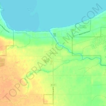 Brimley地形图、海拔、地势