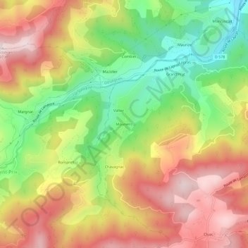 Mounens地形图、海拔、地势