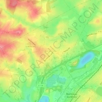 Bois du Verne地形图、海拔、地势