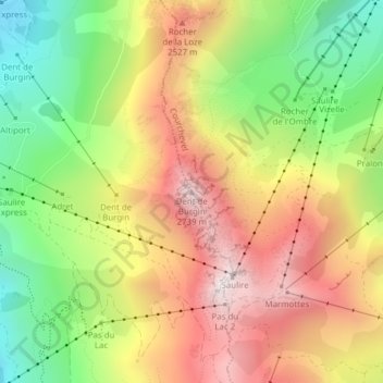 Dent de Burgin地形图、海拔、地势