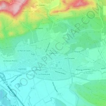 Matheron地形图、海拔、地势