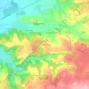 La Grange Jassy地形图、海拔、地势