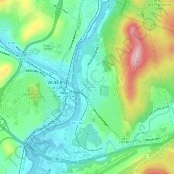 West Lebanon地形图、海拔、地势