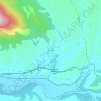 Asso-Veral地形图、海拔、地势