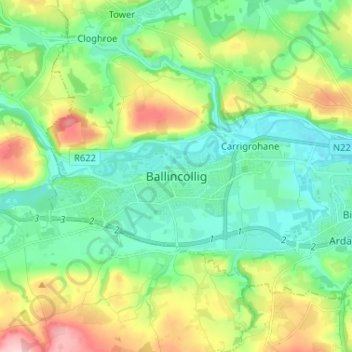 Ballincollig地形图、海拔、地势