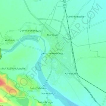 Jammalamadugu地形图、海拔、地势