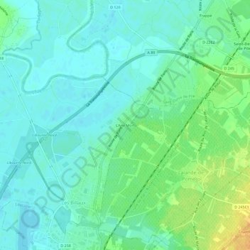 L'Ane Mort地形图、海拔、地势