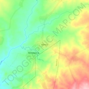 Alimu地形图、海拔、地势