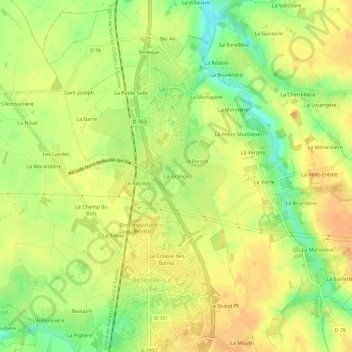La Grange地形图、海拔、地势