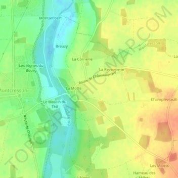 Le Bois Jeanne地形图、海拔、地势