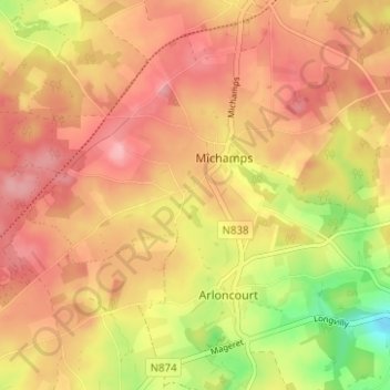 Oubourcy地形图、海拔、地势