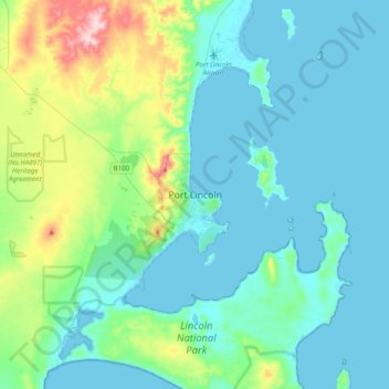 Port Lincoln地形图、海拔、地势