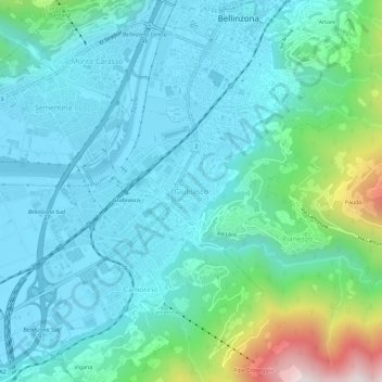 Giubiasco地形图、海拔、地势