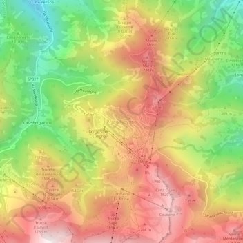 Prato Nevoso地形图、海拔、地势