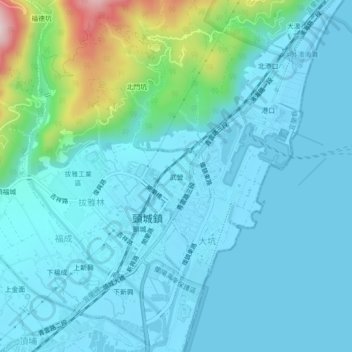 武營地形图、海拔、地势