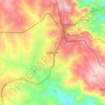 Nakonde地形图、海拔、地势