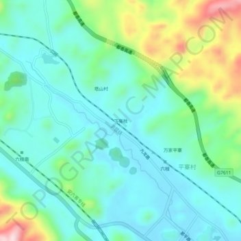 下戛枝地形图、海拔、地势