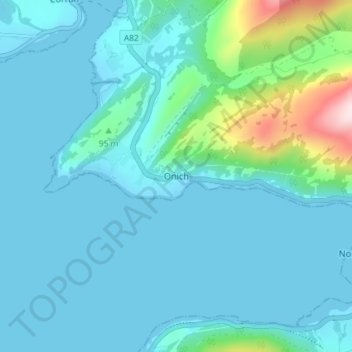 Onich地形图、海拔、地势
