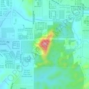 Bukit Sentosa地形图、海拔、地势