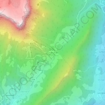 Le Col de l'Arzelier地形图、海拔、地势