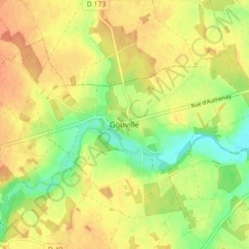 Gouville地形图、海拔、地势