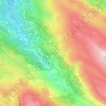 Lucoli Alto地形图、海拔、地势