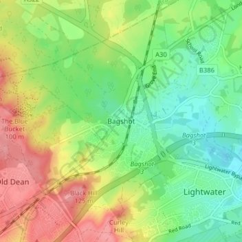 Bagshot地形图、海拔、地势