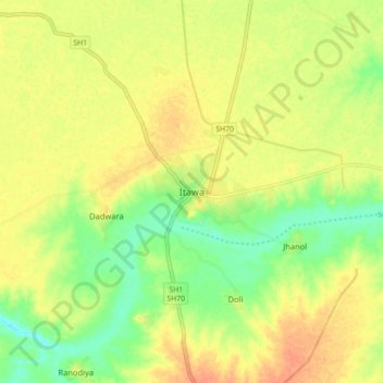 Itawa地形图、海拔、地势