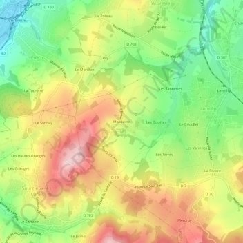 Mosouvre地形图、海拔、地势