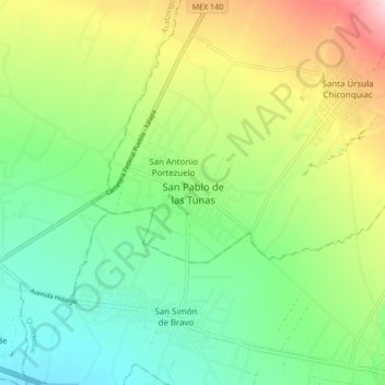 San Pablo de las Tunas地形图、海拔、地势