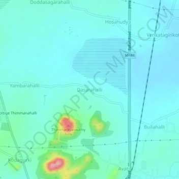 Dasarahalli地形图、海拔、地势