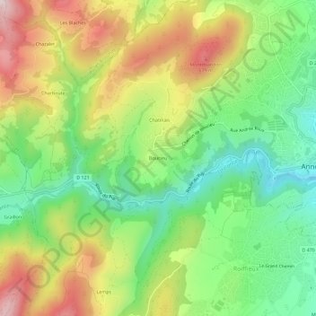 Boucieu地形图、海拔、地势